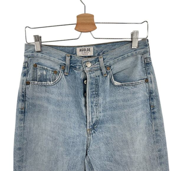 Agolde Riley High Rise Straight Crop Jeans Denim Shatter Wash Blue Size 27 - Picture 3 of 12